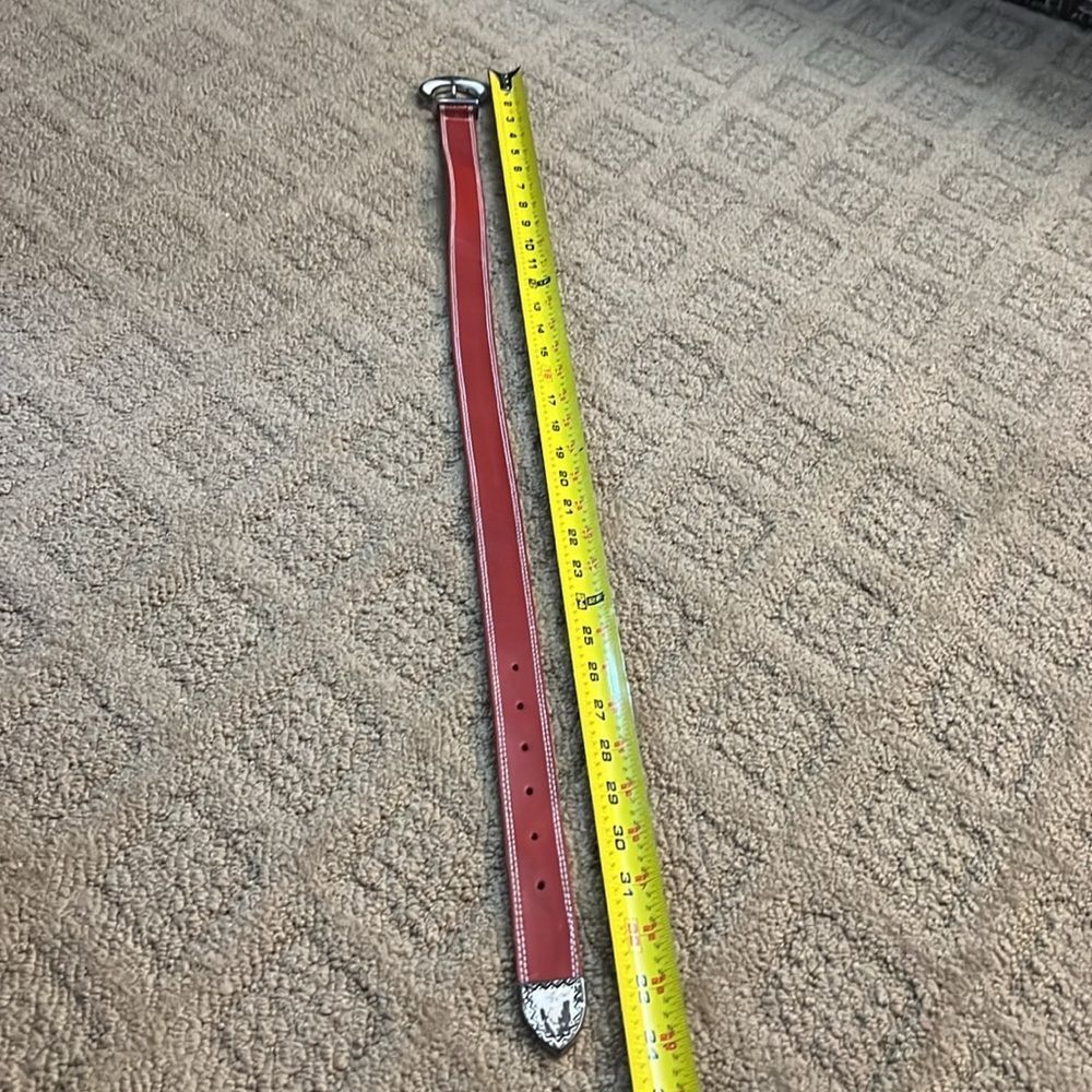 Liz Claiborne Red Leather Vintage Belt - Picture 7 of 8